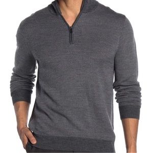 Toscano Mock Neck Quarter Zip Wool Sweater Pullover